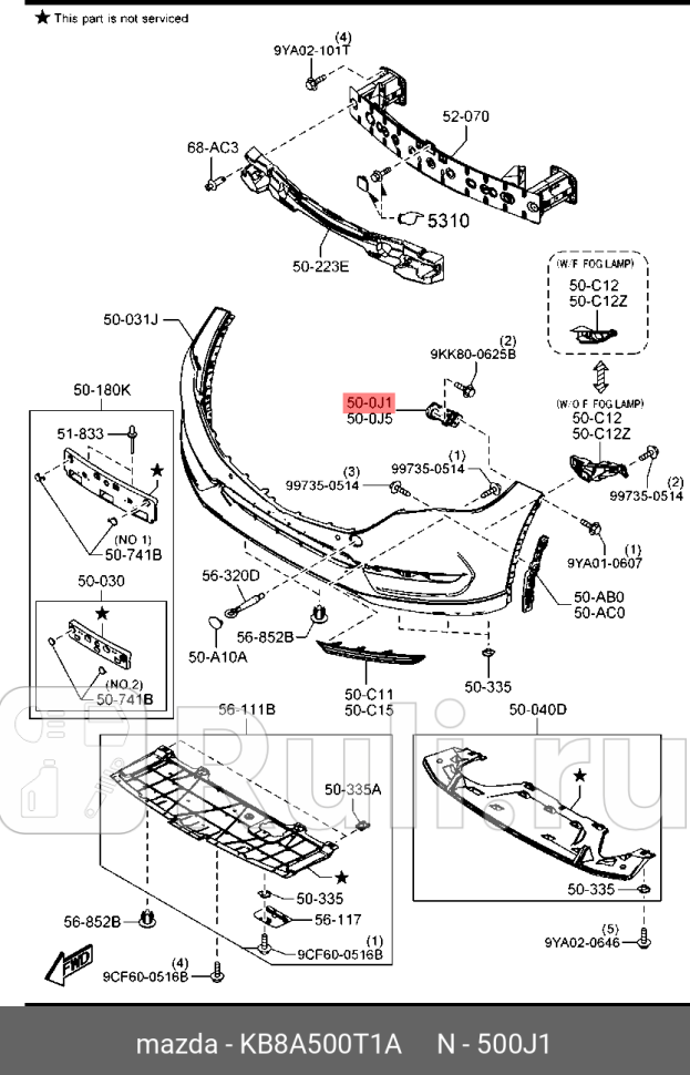 Кронштейн бампера переднего правый cx-5 kf MAZDA KB8A500T1A 680₽