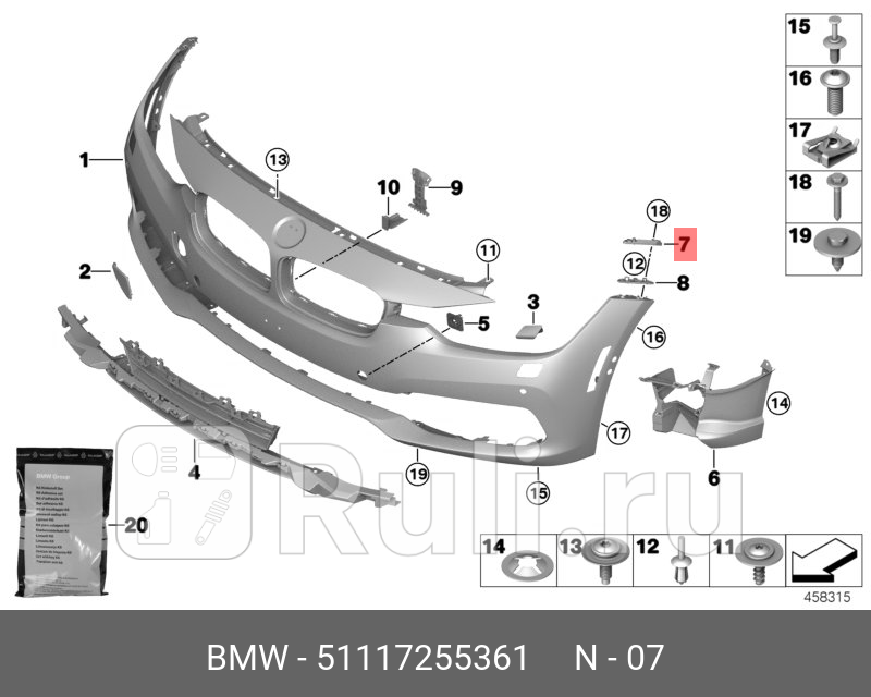 Крепление крыла Л Пд OBEN BMW 51117255361 1400₽