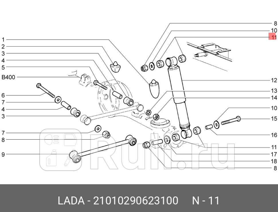 сайлентблок амортизатора Nissan Terrano WD21 87-97Urvan 86-97Prairie 2WD 83-88 LADA 21010290623100 50₽