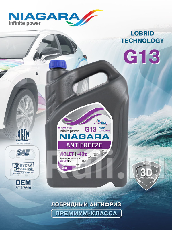 Жидкость охлаждающая Антифриз NIAGARA G13-40 5 кг Ниагара 001032032011 930₽