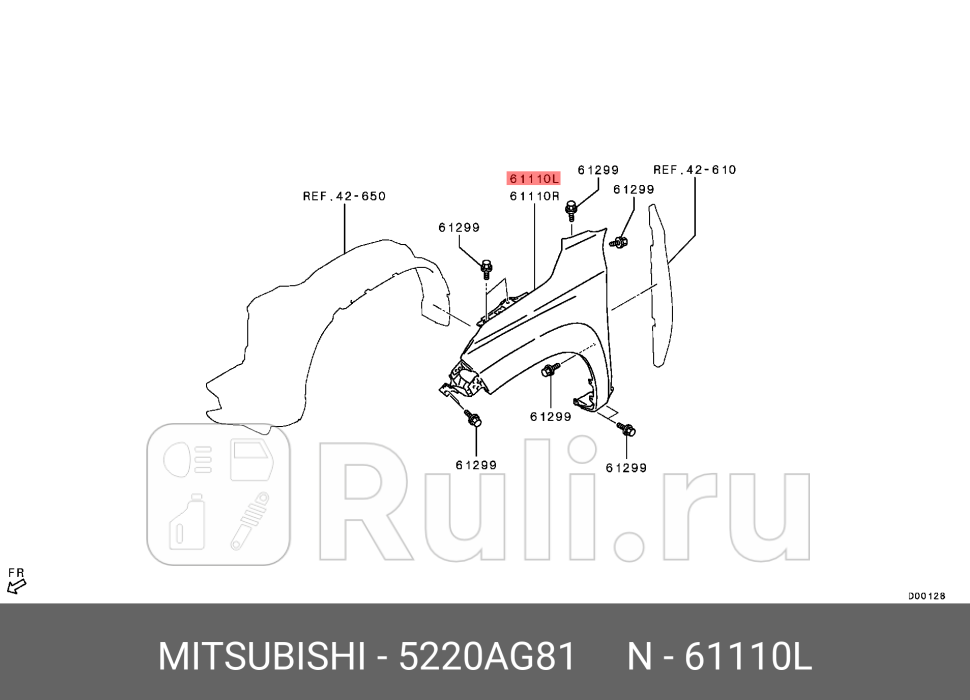 Крыло переднее левое MITSUBISHI 5220AG81 30490₽