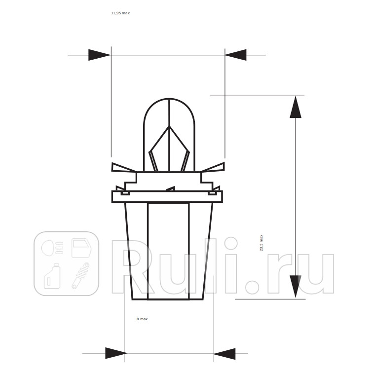 Автолампа 12V 12W B83d-BAX10d с патроном 612012P83 Маяк МАЯК 612012P83 90₽