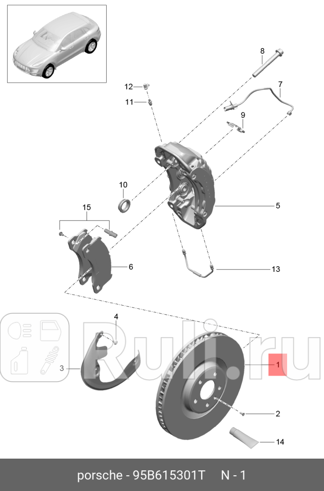 ДИСК ТОРМОЗНОЙ ПЕРЕДНИЙ ЛЕВЫЙ VAG 95B615301T 0₽