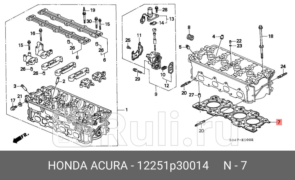 Прокладка головки блока цилиндров HONDA 12251P30014 6820₽