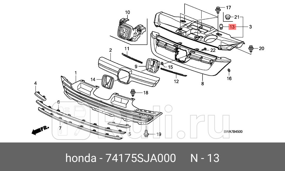 Буфер упорный капота honda HONDA 74175SJA000 710₽