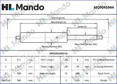 Амортизатор двери багажника MANDO MOP045944 1410₽