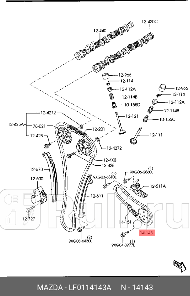 Звездочка грм каленвала MAZDA LF0114143A 2450₽