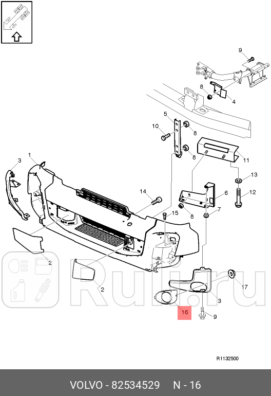 Рамка противотуманной фары правая FLFE VOLVO 82534529 0₽