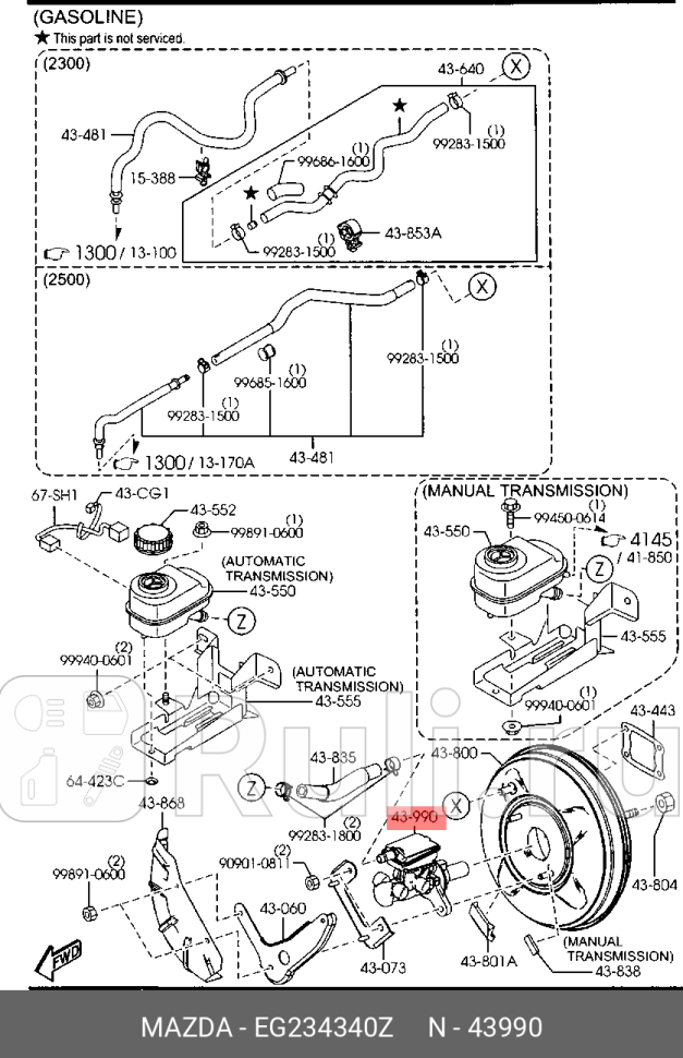 Главный тормозной цилиндр MAZDA EG23-43-40Z 0₽