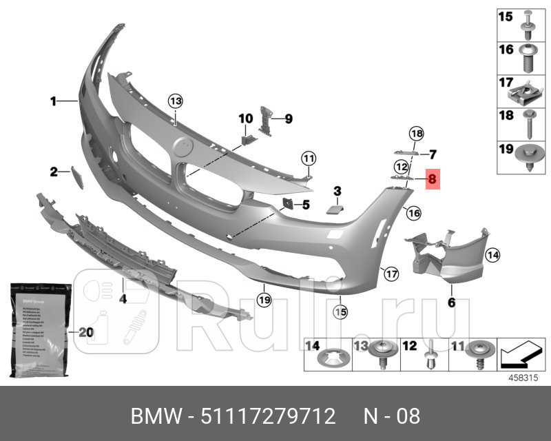 Крепление крыла П Пд UNTEN BMW 51117279712 1540₽