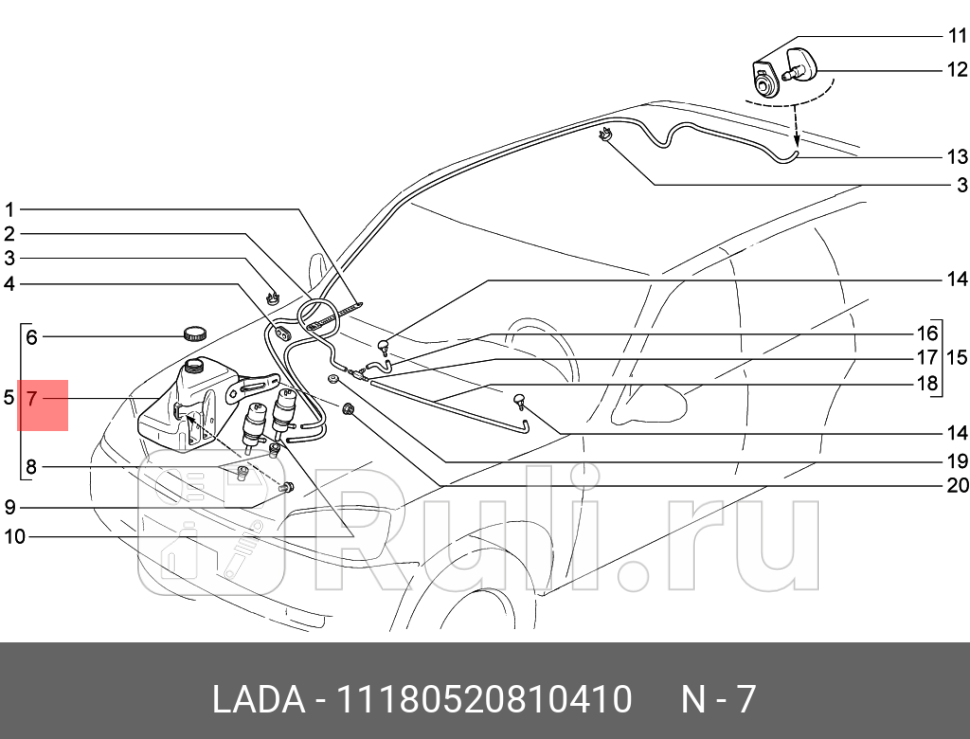 БАЧОК ОМЫВАТЕЛЯ ВАЗ-1118 2 НАСОС LADA 11180520810410 0₽
