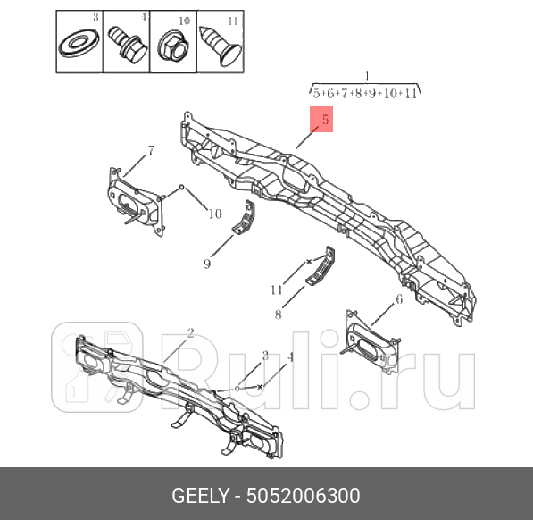 Усилитель бампера заднего nl-3 GEELY 5052006300 0₽