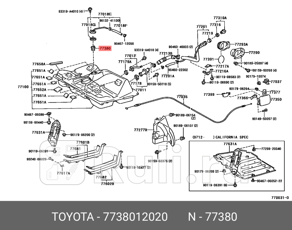 КЛАПАН ТОПЛБАКА TOYOTA-LEXUS 77380-12020 1390₽
