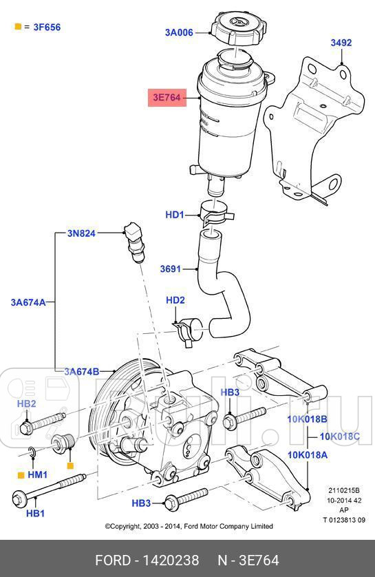 Бачок гидроусилителя руля для Ford Focus 2 2005-2008 FORD 1420238 8720₽