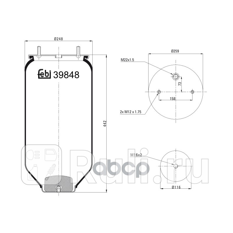 Воздушная подушка опора пневматическая Febi 39848 5120₽