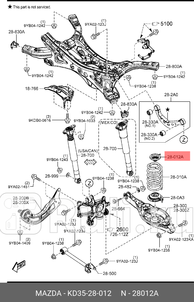Опора пружины MAZDA KD3528012 0₽
