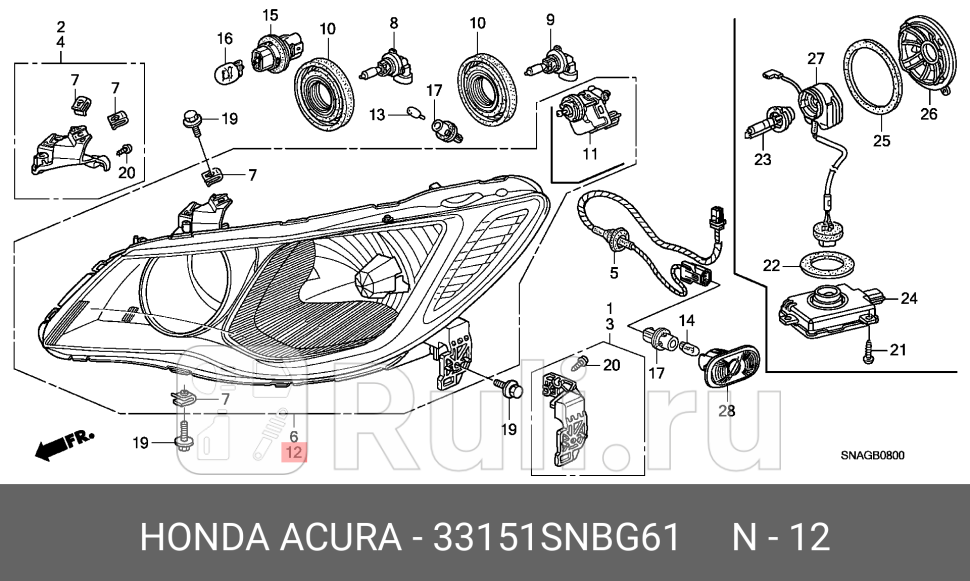 Фара левая civic 4d 2009 HONDA 33151SNBG61 0₽