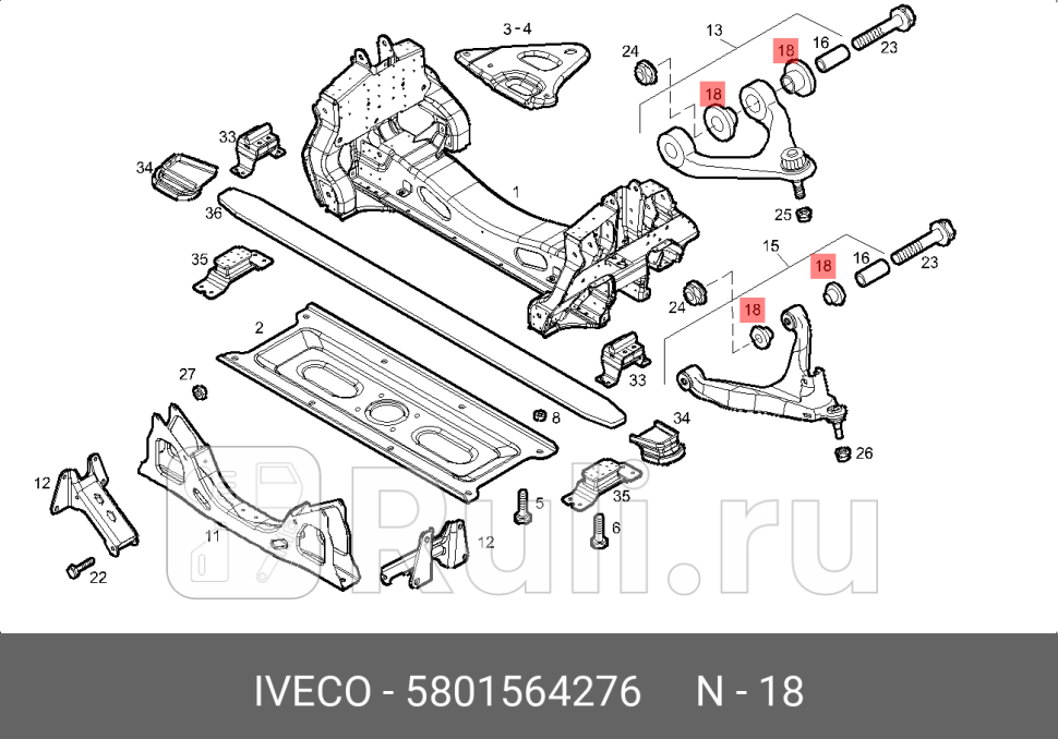 сайлентблок рычага подвескимр 29x52x44 6xIveco Daily 308-5912 IVECO 5801564276 960₽