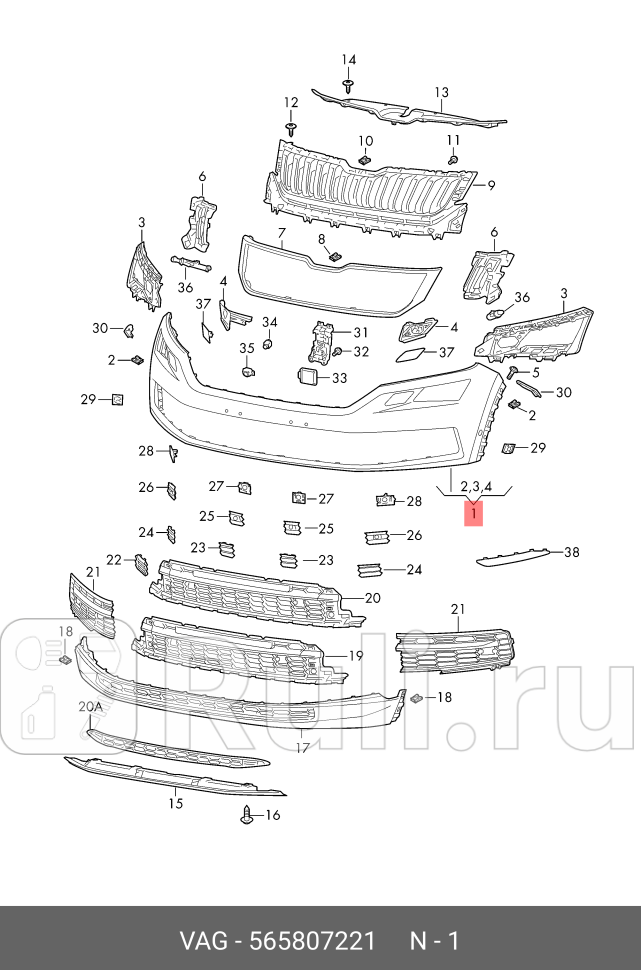Бампер VAG 565807221 0₽