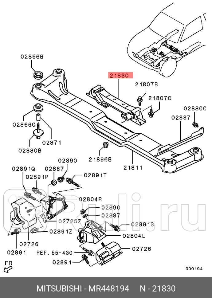 Подушка заднкрепления двигателя MITSUBISHI MR448194 0₽
