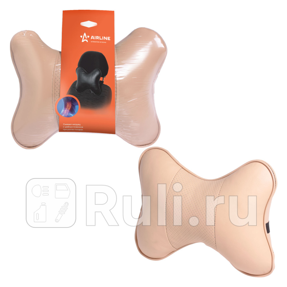 Подушка на подголовник 25х21 см эко-кожа бежевая AIRLINE ЛИМА AIRLINE ASP-B-07 730₽