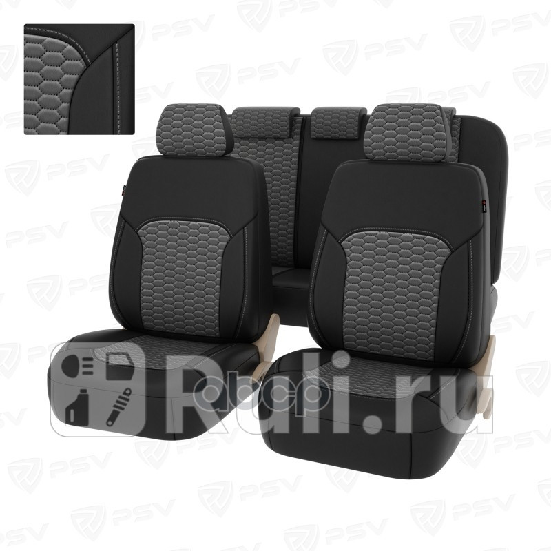 Чехлы PSV Forester Next экокожавелюр терморомб соты черно-серые PSV 137011 5380₽