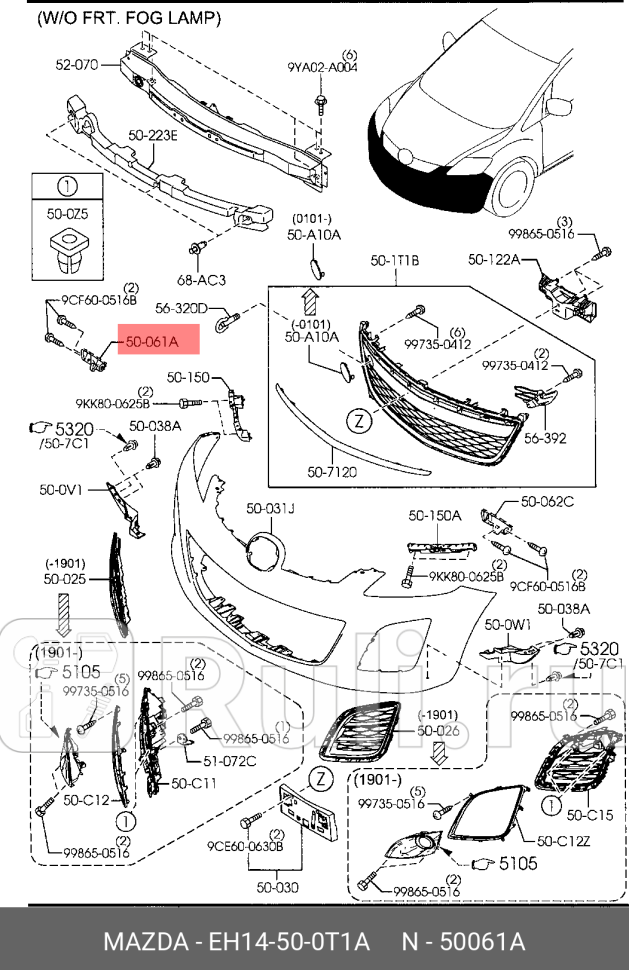 Кронштейн бампера переднего правый cx-7 MAZDA EH14500T1A 920₽
