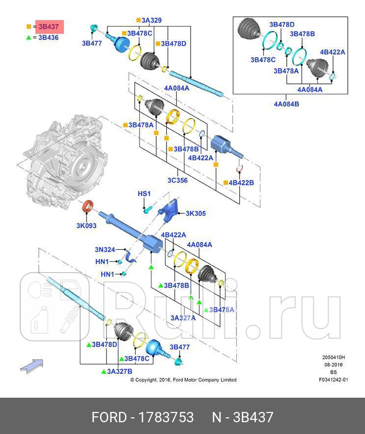 Шрус наруж FORD FOCUS CB8 2011- EU FORD 1783753 0₽