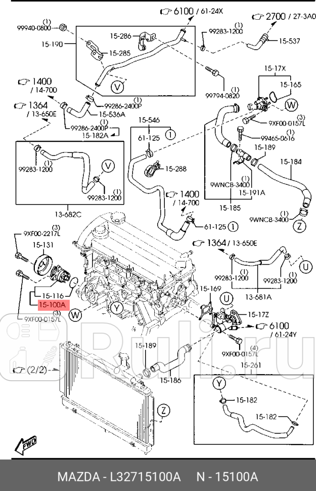 Водяной насос MAZDA L327-15-100A 7140₽