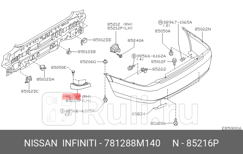 накладка задней панели Nissan NISSAN-INFINITI 781288M140 5230₽