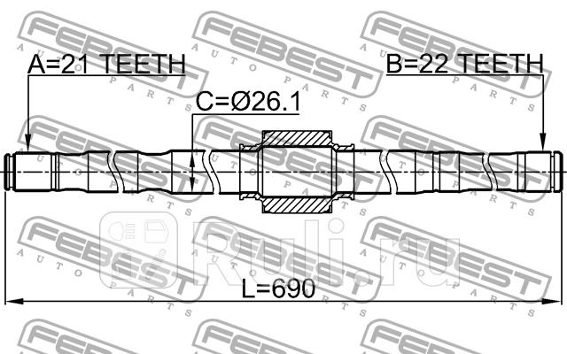 Полуось правая 21x689x22 Nissan Micra CC III 16i 06 FEBEST 0212-E11RH 5130₽