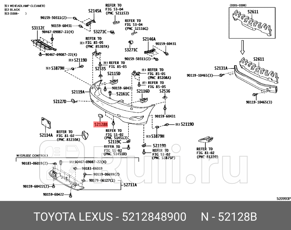 Заглушка переднего бампера левая lexus rx300rx330rx350 TOYOTA-LEXUS 5212848900 1520₽