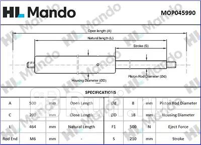 Амортизатор двери багажника MANDO MOP045990 1360₽