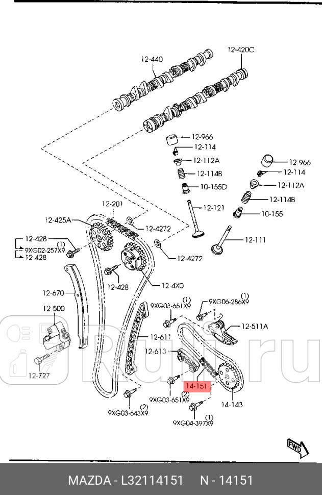 Цепь масл насоса MAZDA l32114151 7400₽
