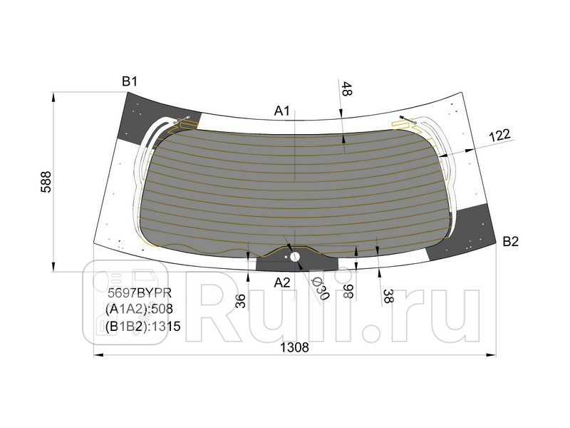 Стекло заднее для Mitsubishi Outlander 3 рестайлинг 2015-2021 AGC 5697BYPR 19400₽