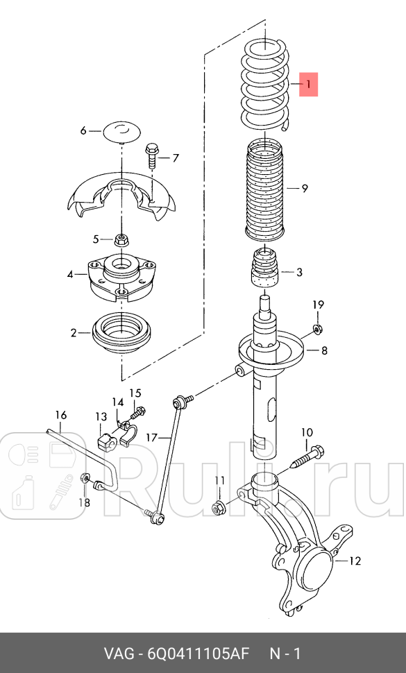 Пружина подвески org VAG 6Q0411105AF 0₽