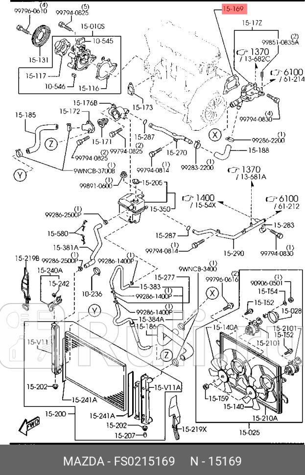 Прокладка фланца системы охлаждения 323 626 MAZDA FS0215169 380₽