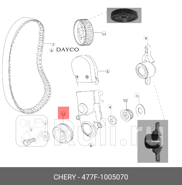 Шкив коленвала 477f-1005070 CHERY 477F-1005070 1810₽