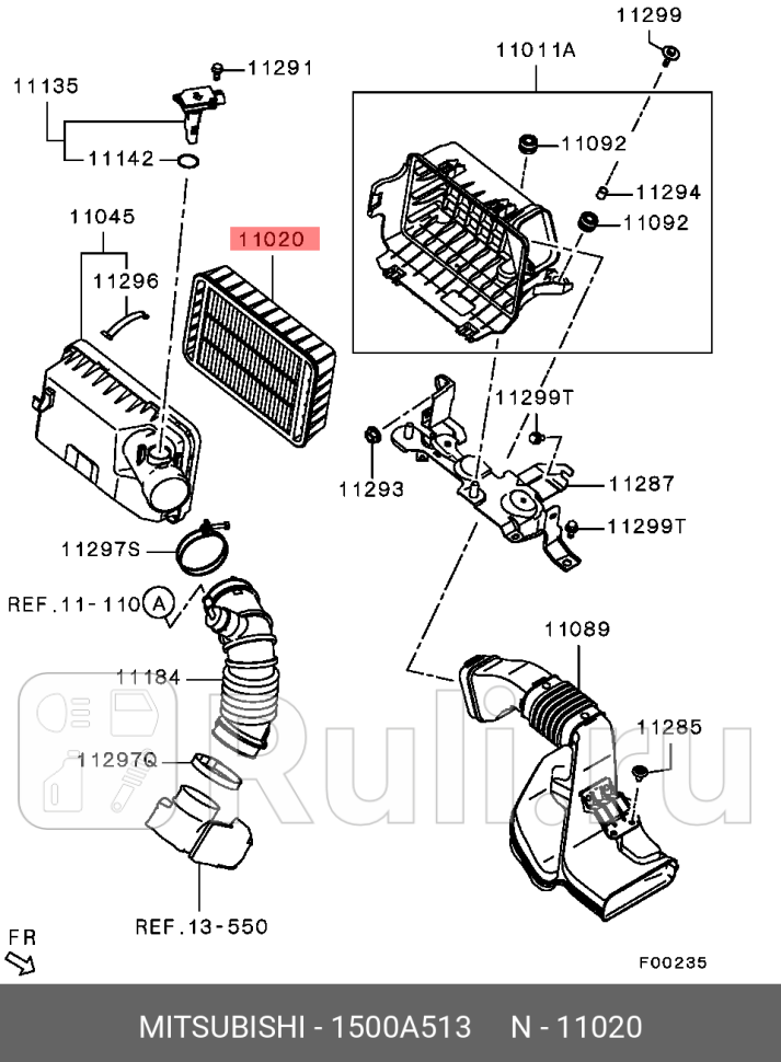 Фильтр воздушный mitsubishi asx 2010- MITSUBISHI 1500A513 0₽