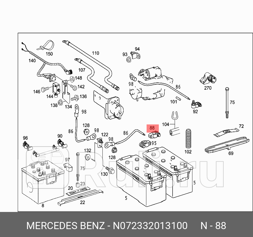 Клемма АКБ 70mm2 MERCEDES N072332013100 1500₽