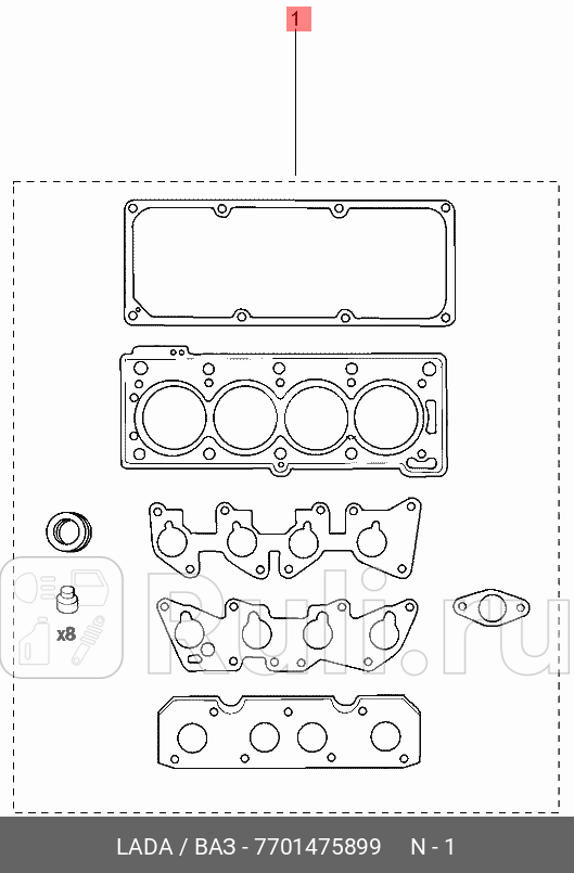 Прокладка гбц lada largus комплект 8 кл двигатель 7701475899 LADA 7701475899 24960₽