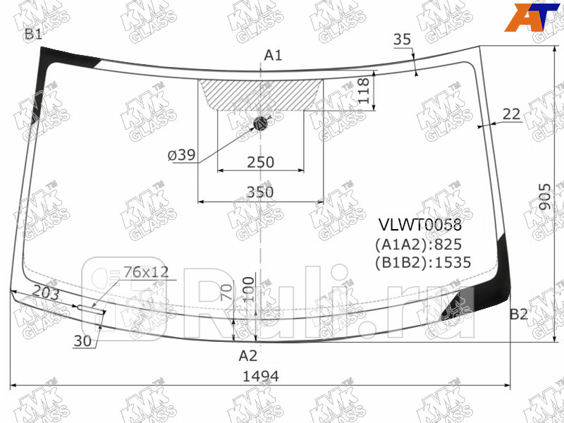 Лобовое стекло KMK VLWT0058 5800₽