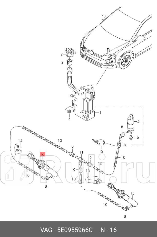 ВЫДВИЖНОЙ ЦИЛИНДР ПРАВЫЙ VAG 5E0955966C 0₽