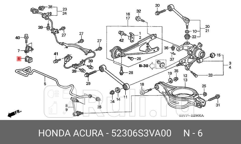 Втулка стабилизатора заднего honda mr-v 03- HONDA 52306S3VA00 0₽