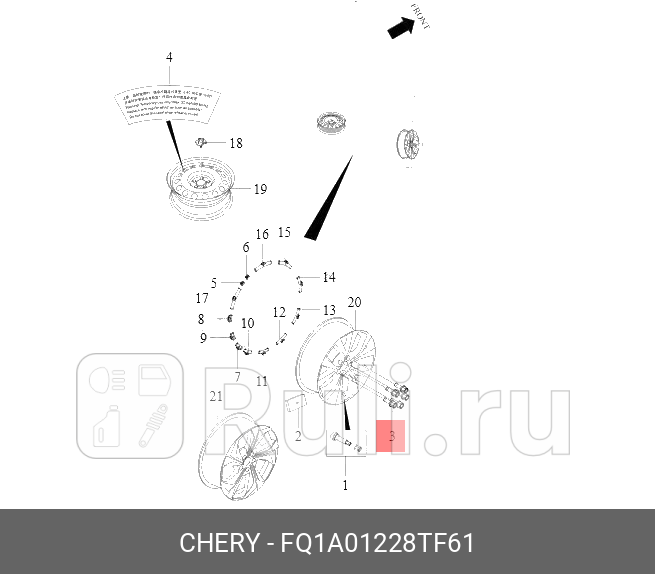 Болт chery tiggo 7 ступицы CHERY FQ1A01228TF61 250₽