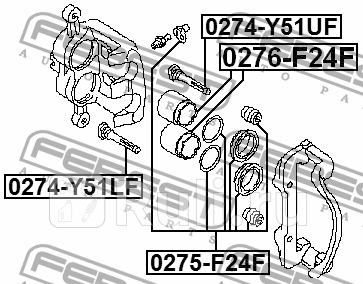 Рем к-кт суппорта торм переднего Nissan PatrolSafari Y61 97 FEBEST 0275-F24F 0₽