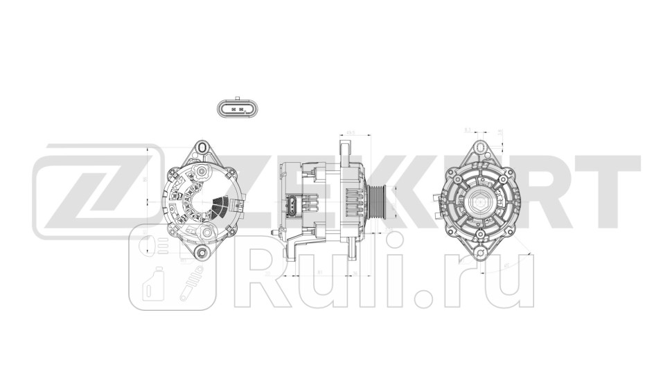 Генератор Chevrolet Lacetti J200 02- Aveo T200 T250 T255 03- Daewoo Nubira J100 J200 97- Zekkert ge-1041 10450₽