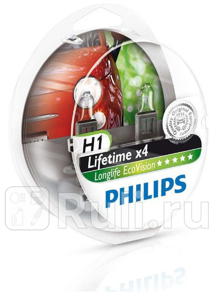 Лампа H1 (55W) PHILIPS Long Life 3300K  PHILIPS 12258 LLECO S2