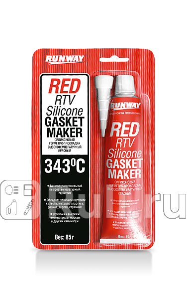 Герметик силиконовый Runway красный 85 г Л RUNWAY RW8500 240₽