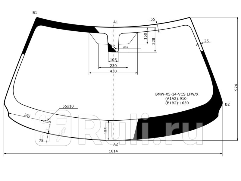Лобовое стекло для BMW X5 F15 2013-2018 KMK BMWT0050 6130₽